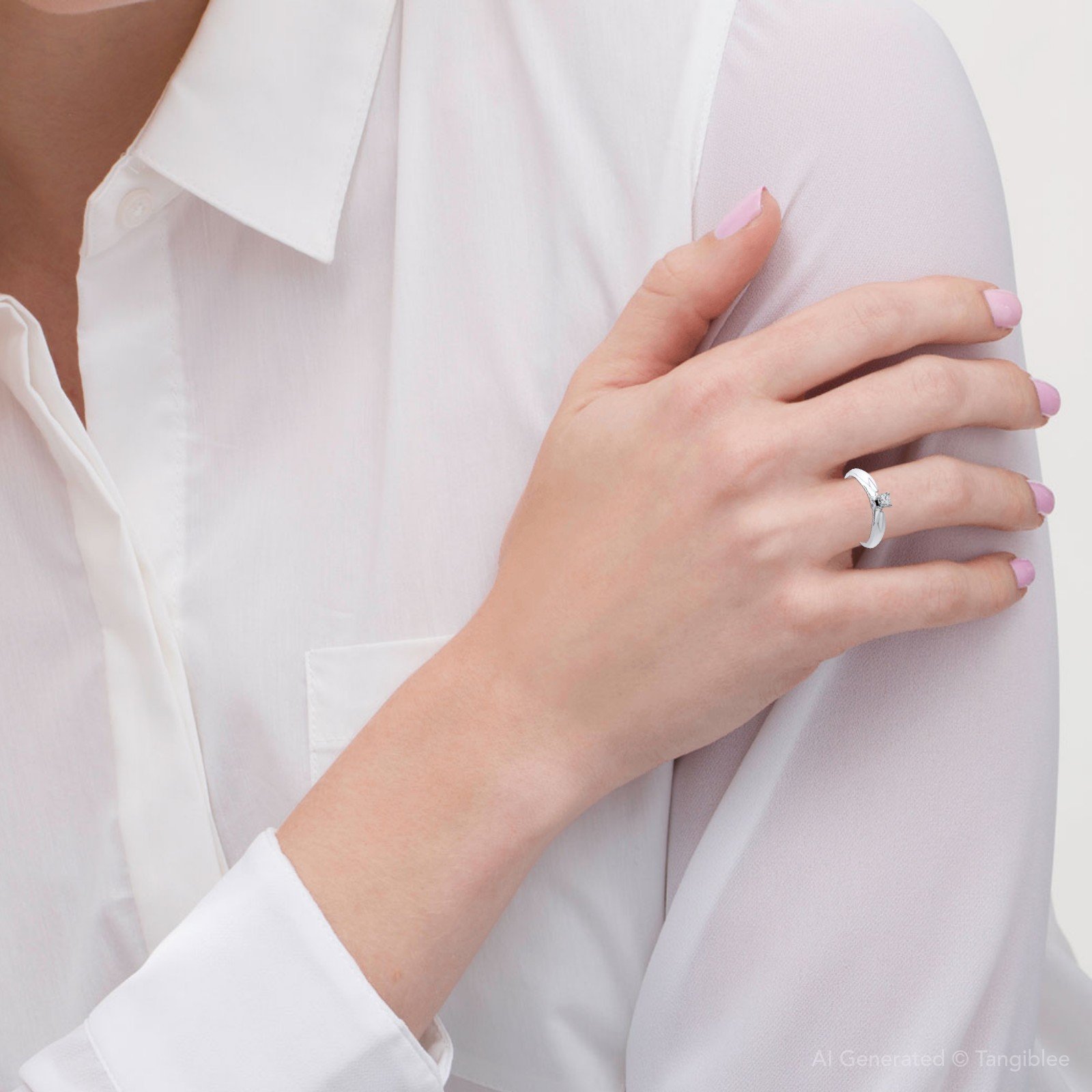 Round-Cut Diamond Solitaire Promise Ring 1/8 ct tw Sterling Silver